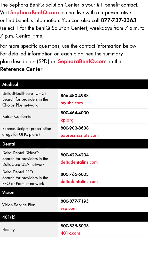 The Sephora BenIQ Solution Center is your #1 benefit contact. Visit SephoraBenIQ.com to chat live with a representati...
